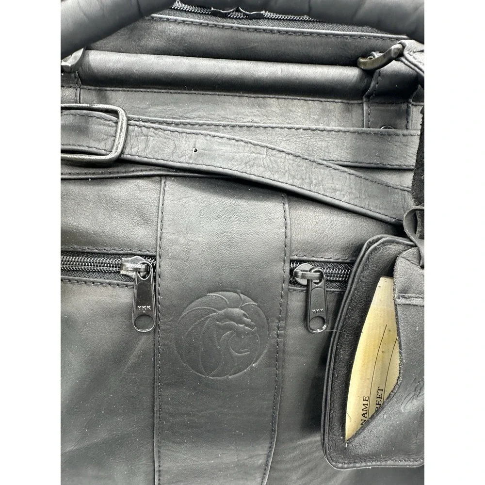 Piel Leather 9506-BLK Carpet Bag Black Genuine Leather Weekender NWT